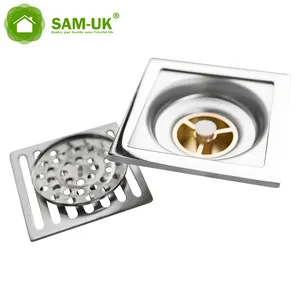 industrial stainless steel 8" long linear invisible bounce bronze brass shower floor drain 304 golden