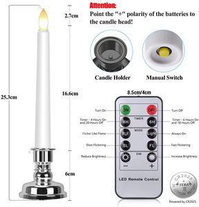 Ensemble de 6 bougies chauffe-plat <span class=keywords><strong>LED</strong></span> sans flamme en ivoire avec minuterie quotidienne et support de <span class=keywords><strong>bougie</strong></span> doré amovible - Product Image 3
