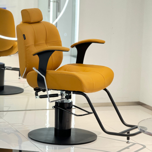Hot Selling Modern Yellow Leather Hydraulic Barber Chair <b>Adjustable</b> Salon Hairdressing Chair for Barber Shop Beauty Salon - Product Image 1