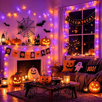 Guirlandes lumineuses LED pour Halloween, 33 pieds, 100 LED, intérieur/extérieur, étanches, lumières féériques, télécommande, alimentées par piles, décoration