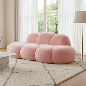 Sofa awan Nordik Modern untuk ruang tamu Sofa lantai terkompresi Sofa bagian bawah domba merah muda nyaman untuk penggunaan apartemen - Product Image 4