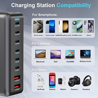 Chargeur USB C 500W Charge Rapide GAN Bloc de Charge 8 Ports Station de Charge Hub Brique PD 100W Chargeur Ordinateur Portable, pour iPhone 16 Chargeur