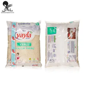 Sac d'emballage de riz en plastique imprimé personnalisé, sac de brique de riz thermoscellé pour riz basmatic 1kg 2kg 5kg