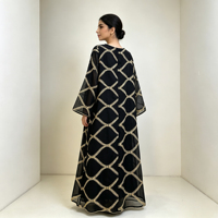 Robe Abaya Maxi Élégante et Décontractée en Chiffon de Soie pour Femme, Style Moyen-Orient, Broderie Dorée, Jalabiya Kaftan Dubaï