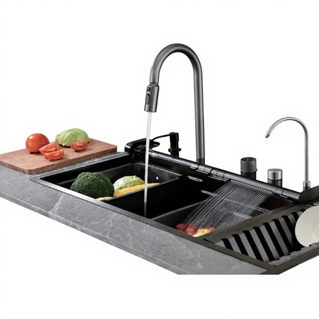 OEM Modern Single Bowl Square Stainless Steel 201 Commercial Kitchen Sink Space-Saving Design Brushed Matte Finish Restaurant