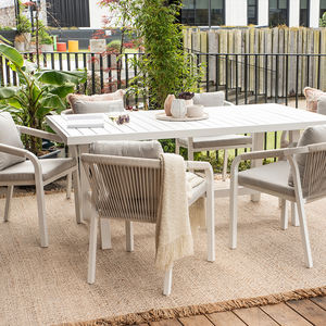 Ensemble de salle à manger extérieure moderne 7 pièces avec mobilier d'extérieur confortable à cadre en aluminium durable - Product Image 2