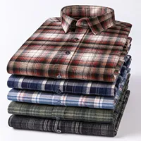 Kemeja Lengan Panjang Ukuran Besar 7XL Vintage 100% Katun Berbahan Halus untuk Pria, Model Slim Fit Kasual Motif Kotak-kotak