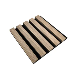 Sound Absorbing reciclado MDF PET feltro Back Board Interior decorativo Slat madeira painel acústico para controle de ruído