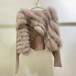 Frühling Herbst Eleganter Pullover aus weicher Wolle Einfarbiger Strick pullover aus echtem Fuchs pelz für Frauen - Product Image 3