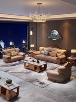 Luxuriöses Minimalistisches Leder-Ecksofa-Set mit Schwammgefüllten Kissen für Villa-Wohnzimmermöbel