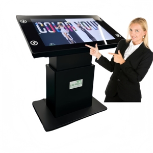 86-inch 4K cơ giới Lift đứng không dây sạc nghiêng góc cảm ứng LCD Bảng Dispenser tương tác LCD cảm ứng bảng - Product Image 1