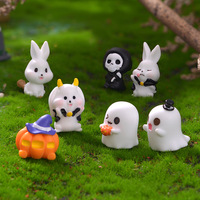 Décorations vintage fantaisistes en 3D pour Halloween, lapin et citrouille, kit d'artisanat en résine peint à la main, cadeau de festival, figurine miniature