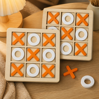 Plateau de jeu de Tic Tac Toe rectangulaire en bois sculpté artisanal, personnalisé avec logo, durable et de luxe