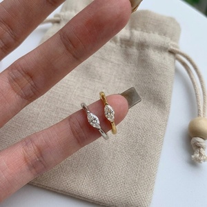 Bague de Pinky Plaqué Or Argent 925 avec Zircon Taille <span class=keywords><strong>Marquise</strong></span>, Bijou Quotidien Porte-Bonheur, Tailles 3 et 4, Vente Chaude - Product Image 4