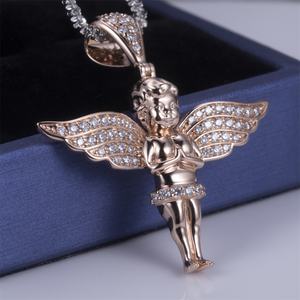 Collier pendentif en diamant de laboratoire en forme de garçon personnalisé en or rose 14 carats Messi Jewelry MS-503 - Product Image 2