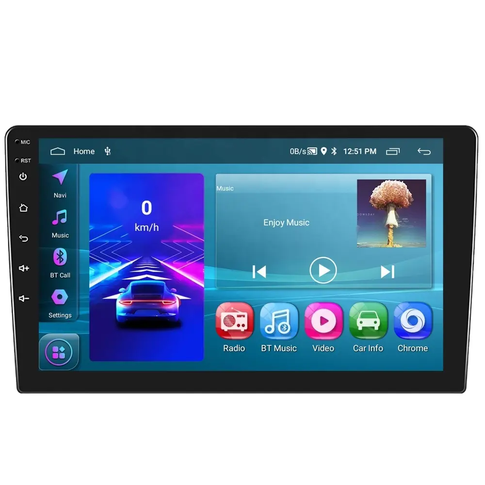 SOMISHINK Android Auto GPS WIFI FM RDS BT Autoradio EU/US/UK Stock 10.1 "2 + 64G Double Din Android Voiture Stéréo Sans Fil CarPlay