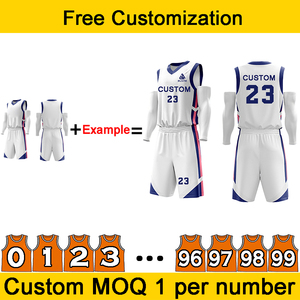 Maillot de basket-ball personnalisé avec logo, motifs et numéros, unisexe, pour adultes, respirant, grande taille, polyester, impression numérique, 140g, séchage rapide - Product Image 3