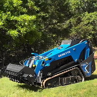 Derette V1000 Mini Skid Steer Loader dengan Aksesoris Bucket Grapple Mulcher Brush Cutter, Mesin Diesel Kubota 25HP, Dijual