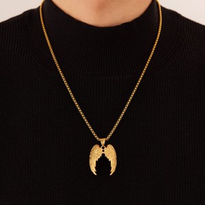 TG จี้สร้อยคอสแตนเลสผู้ชายเครื่องประดับแฟชั่นแนวพังค์ปีกนางฟ้า - Product Image 4