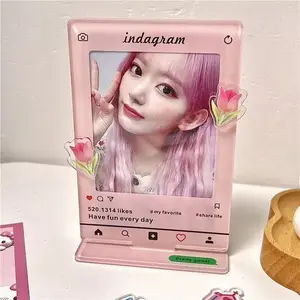 custom Kpop acrylic photocard holder and standee retro inspired kpop keychain gift for kpop fans