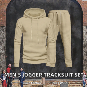 Ensemble de survêtement pour homme en coton 100% de haute qualité, coupe-vent, deux pièces, pantalon de jogging streetwear, pull, pantalon de survêtement, nouveau jacquard, automne-hiver - Product Image 2