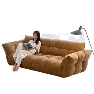 Sofá Semicircular Tapizado con Relleno de Espuma, Tela Flocada, Diseño de Líneas Rectas para Sala de Estar - Product Image 4