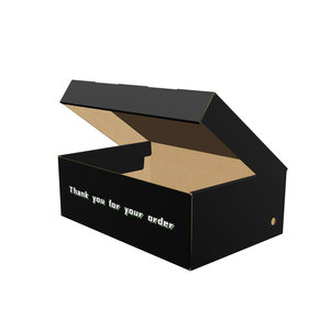 Boîtes d'emballage ondulées noires écologiques Boîtes à chaussures à couvercle rabattable personnalisées avec logo pour bottes - Product Image 3