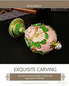 NUEVO 2026 Caja de Joyería Metálica con Bisagras, Diseño Floral, Pintada a Mano, Bañada en Oro, Esmaltada, con Forma de Huevo de Pascua, Organizador de Adornos Vintage para el Hogar - Product Image 5