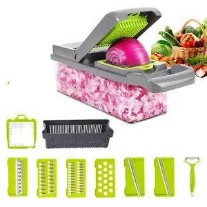 Alat pemotong sayuran genggam multifungsi 16In1, mesin pemotong bawang, pengupas kentang, alat pengiris sayuran buah dapur