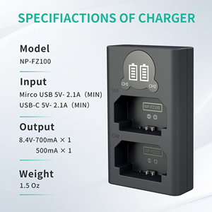 Cargador de batería USB dual para cámaras <span class=keywords><strong>Sony</strong></span> <span class=keywords><strong>1</strong></span>/2 ", FX3, FX30, A1, A9 II, A7R V, A7S III, A7 IV, A6600 con pantalla LCD, 2 unidades, <span class=keywords><strong>1</strong></span> unidad, 2 unidades, <span class=keywords><strong>1</strong></span> unidad - Product Image 6