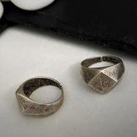 Bague de déclaration réglable pour homme en acier inoxydable, géométrique, losange, argent rustique, rhodié, chevalier solide