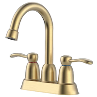 Robinet de salle de bain en alliage de zinc à double poignée, entre-axe 4 pouces, 3 trous, avec flexibles d'alimentation pour lavabo, caravane, hôtel