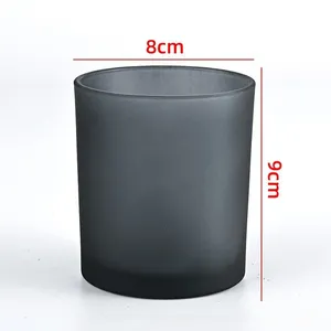 Wholesale Frosted <b>Glass</b> Candle Cup Gold Foiling Colored Jar Transparent Minimalist Vessel Aromatherapy <b>Container</b> Home Decor Gift - Product Image 2