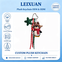 Breloque de sac en peluche de Noël avec pingouin, renne, Père Noël, sapin, étoile, cordon tressé et fermoir cœur, pendentif de fête