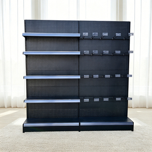 Étagères de supermarché robustes, taille personnalisable, présentoir métallique avec dos perforé, mobilier de magasin d'alimentation en gros - Product Image 2