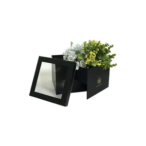 2021 новейшая квадратная двухслойная вращающаяся коробка из ПВХ, упаковка для окон и цветов с ручной подарочной коробкой для цветов для свадьбы