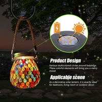 Lanternes solaires en verre mosaïque blanc froid en gros, étanches IP44, pour décoration extérieure de jardin, d'arbres et de terrasses