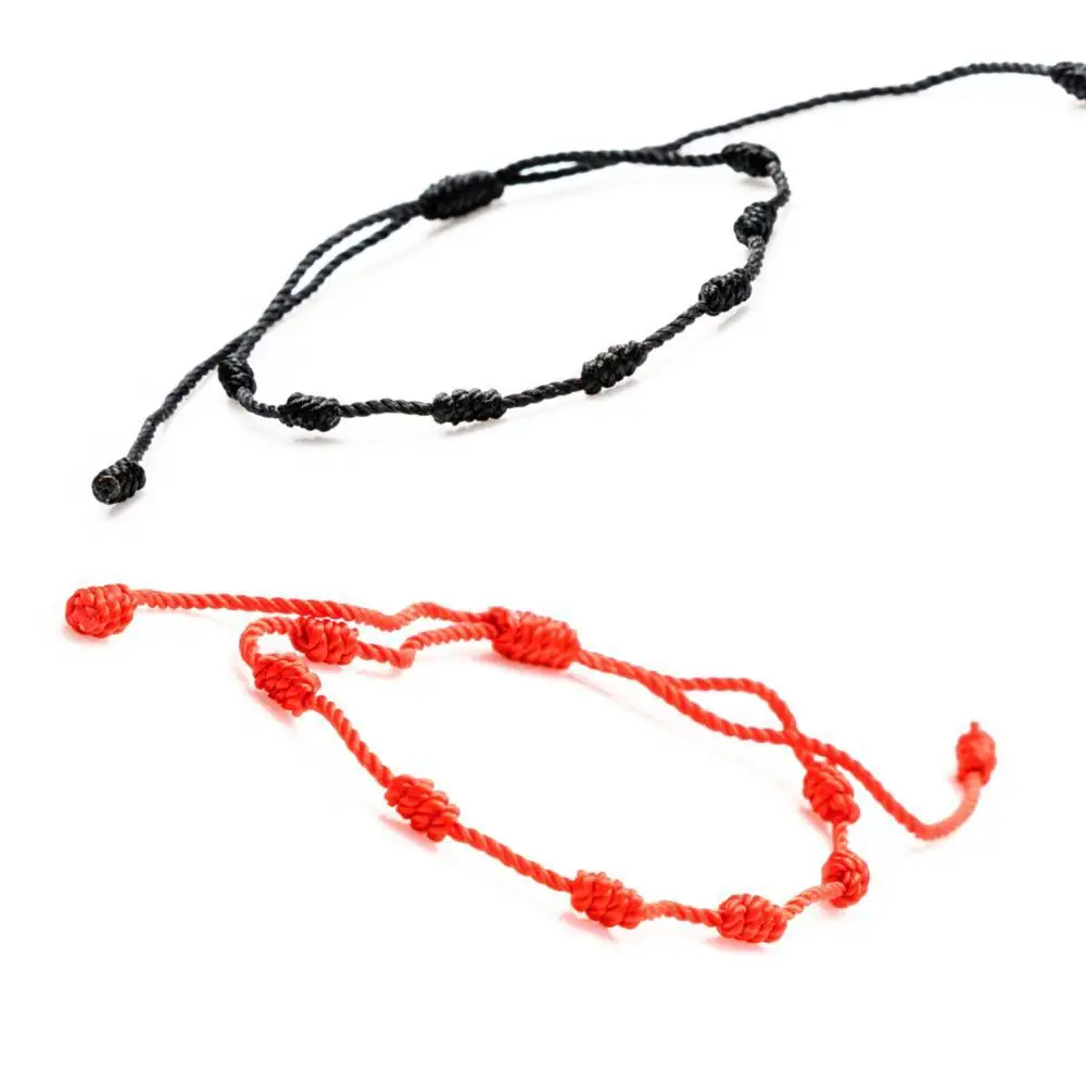 Vente chaude mexicain espagnol Style chaud ne se décolore pas rouge et noir fait à la main péruvien noeud tissé sept noeuds Bracelet en corde rouge