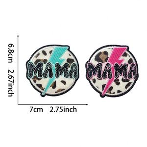 New Iron on <b>Glitter</b> Edge Leopard Print Mama Star Yall Patch for T-shirt Hoodies Hat Decoration - Product Image 4