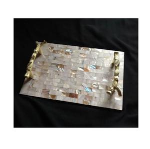 Bandeja rectangular de nácar hecha a mano de calidad superior con diseño elegante para hoteles y restaurantes a precio asequible - Product Image 1