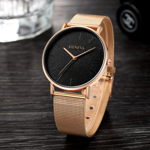 Nueva llegada Unisex correa de malla de acero inoxidable minimalista <span class=keywords><strong>Ginebra</strong></span> relojes para hombres - Product Image 4