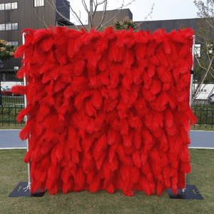 Suministros para Fiestas de Cumpleaños, Alquiler de Cabinas de <span class=keywords><strong>Fotos</strong></span>, Pared de Flores de 8 pies x 8 pies, Telones de Fondo Enrollables de Plumas de Avestruz Blancas para Eventos - Product Image 3