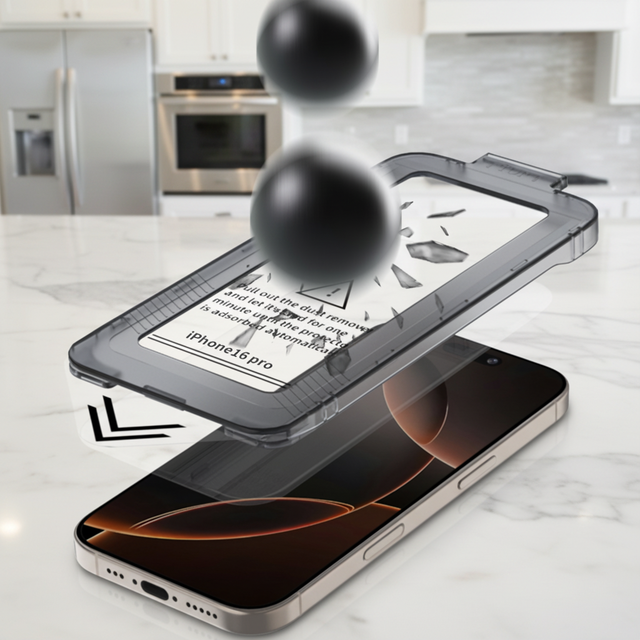 Full Coverage Easy Installation Kit HD Tempered Glass Screen Protector for iPhone 16 15 14 13 12 17Pro Max