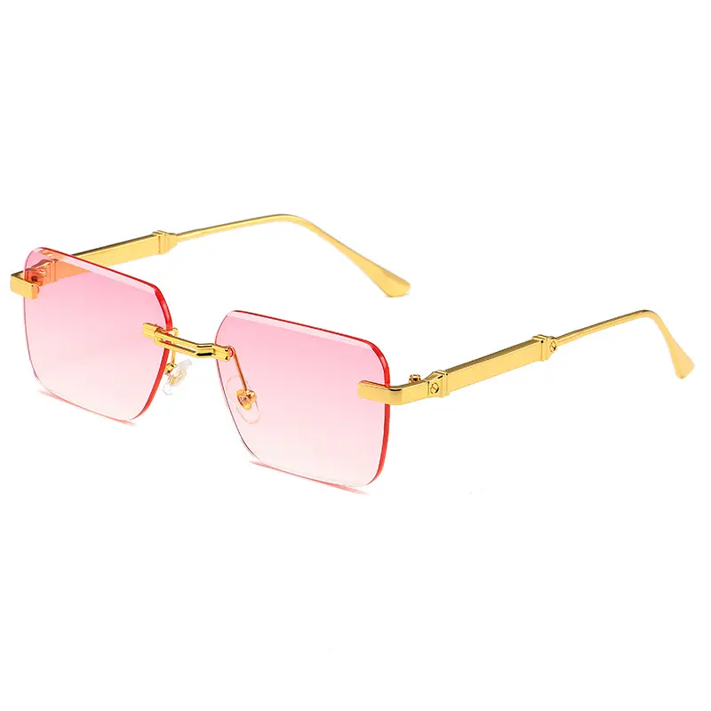 2024 Mode randlose Sonnenbrille 5452 Rechteckige rahmenlose Sonnenbrille Herren Damen klassische Viereckige Brille Reisetänzen
