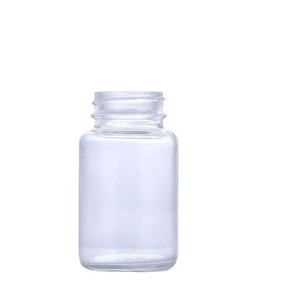 Botella de Vidrio Transparente de Boca Ancha para Píldoras y Cápsulas, 100g, Fondo Plano, Hombro Inclinado, Impresión Serigráfica, para Cuidado de la Salud y Cosméticos - Product Image 5