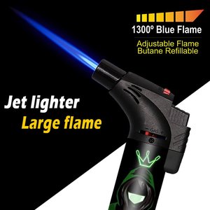 Nouveaux logos personnalisés bougie coupe-vent cigare gaz butane fantaisie créatif Encendedor simple jet flamme oblique OEM ODM briquet torche - Product Image 3