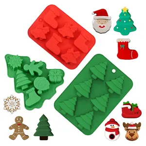 Wholesale Christmas Trees Silicone Molds Socks and Bells Baking Trays for Holiday Cakes Candies Chocolates Jelly Soap