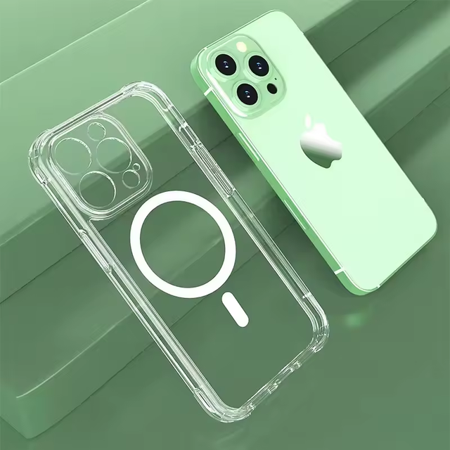 Luxury Clear TPU+PC Shockproof Magnetic Wireless Charging Phone Case for iPhone 16 15 14 13 12 Plus Mini Pro Max Cover