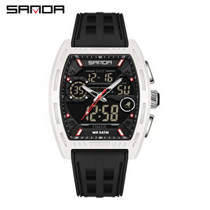 Reloj Sanda 6321 Minimalista con Forma de Barril para Adolescentes y Estudiantes, Reloj Deportivo Multifuncional a Prueba de Agua para Exteriores con Alarma y Función de Repetición - Product Image 1