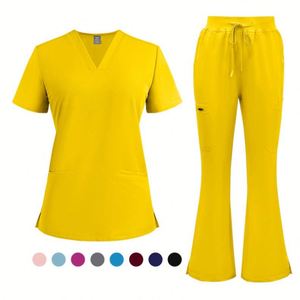 Hot Sale Custom Logo Soft Women's Hospital Surgical Scrubs Spandex Polyester Rayon Surgery Nurse <b>Doctor</b> Scrub <b>Set</b> - Product Image 2